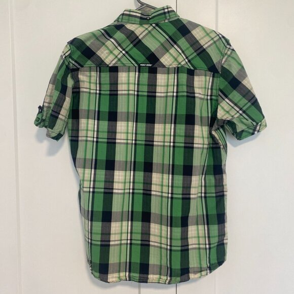 2/$15 Point Zero Green Plaid Casual Button Up Shirt Short Sleeve Size Medium - Picture 6 of 6